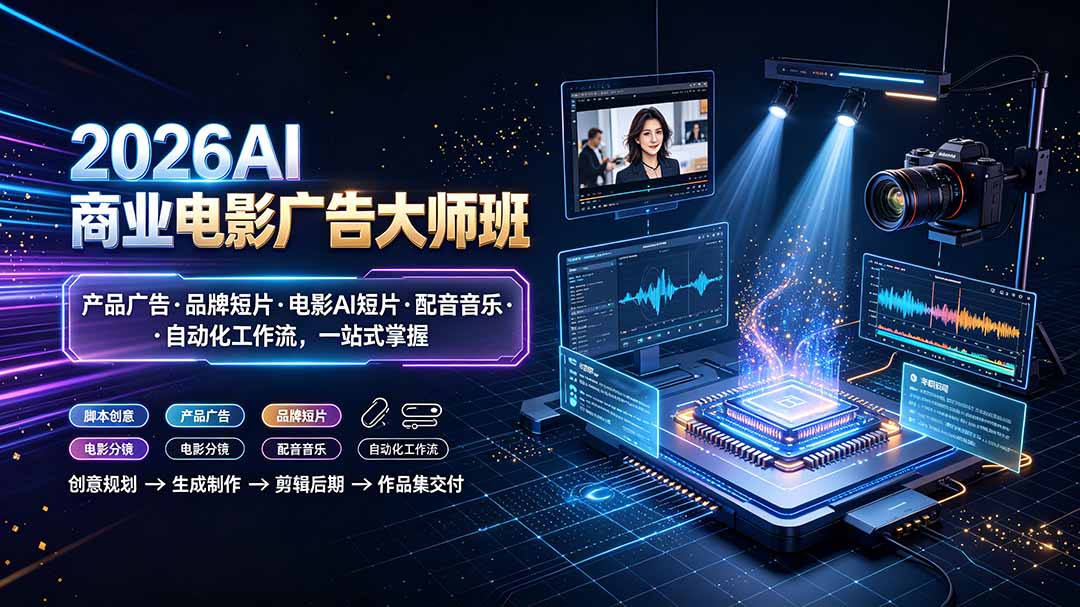 2026AI商业电影广告大师班:产品广告·品牌短片·电影AI短片·配音音乐·自动化工作流,一站式掌握-伏羲SAAS