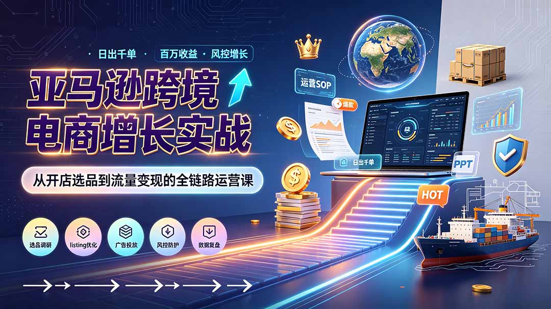 亚马逊0-1孵化特训营8期:从注册风控到稳定日出千单实战,规避审核封店风险,标准化执行流程落地-伏羲SAAS