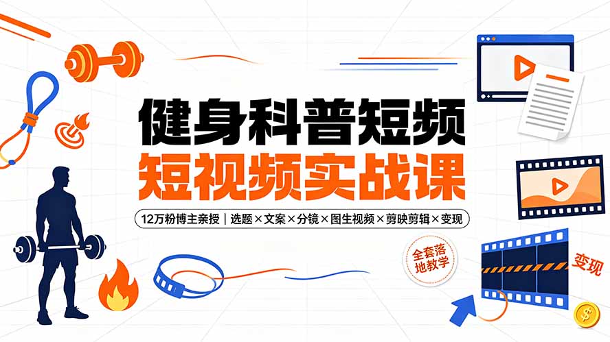 健身科普短视频实战课-12万粉博主亲授|选题×文案×分镜×图生视频×剪映剪辑×变现,全套落地教学-伏羲SAAS
