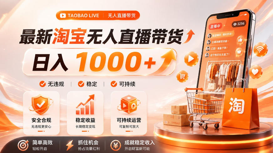 拒绝死工资!淘宝无人直播,让你睡觉都在进账,单设备日入1k+普通人的变现蓝海【揭秘】-伏羲SAAS