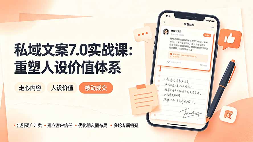 私域文案实战课7.0:重塑人设价值体系|-告别硬广推销×走心内容×自我价值塑造,实现被动成交-伏羲SAAS