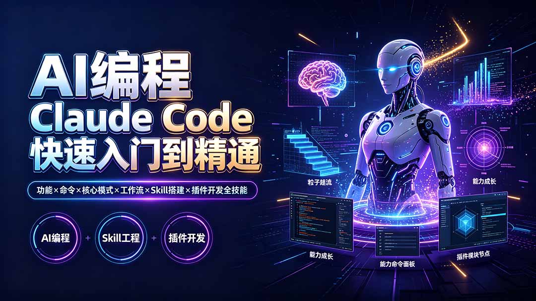 AI编程 Claude Code快速入门到精通:功能×命令×核心模式×工作流×Skill搭建×插件开发全技能-伏羲SAAS