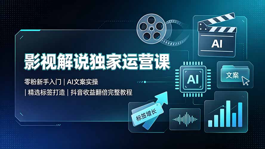 影视解说独家运营课:零粉新手入门|AI文案实操|精选标签打造|抖音收益翻倍完整教程-伏羲SAAS