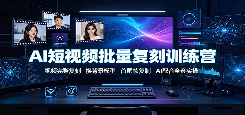 AI短视频批量复刻训练营:视频完整复刻,换背景模型、首尾帧复制、AI配音全套实操-伏羲SAAS
