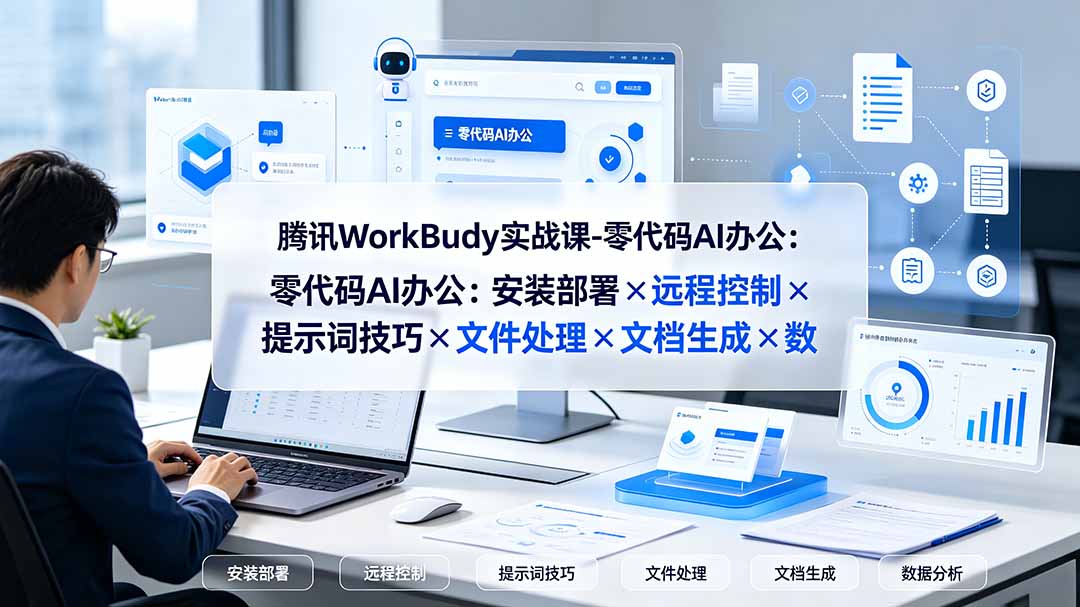 腾讯WorkBuddy实战课-零代码AI办公:安装部署×远程控制×提示词技巧×文件处理×文档生成×数据分析-伏羲SAAS