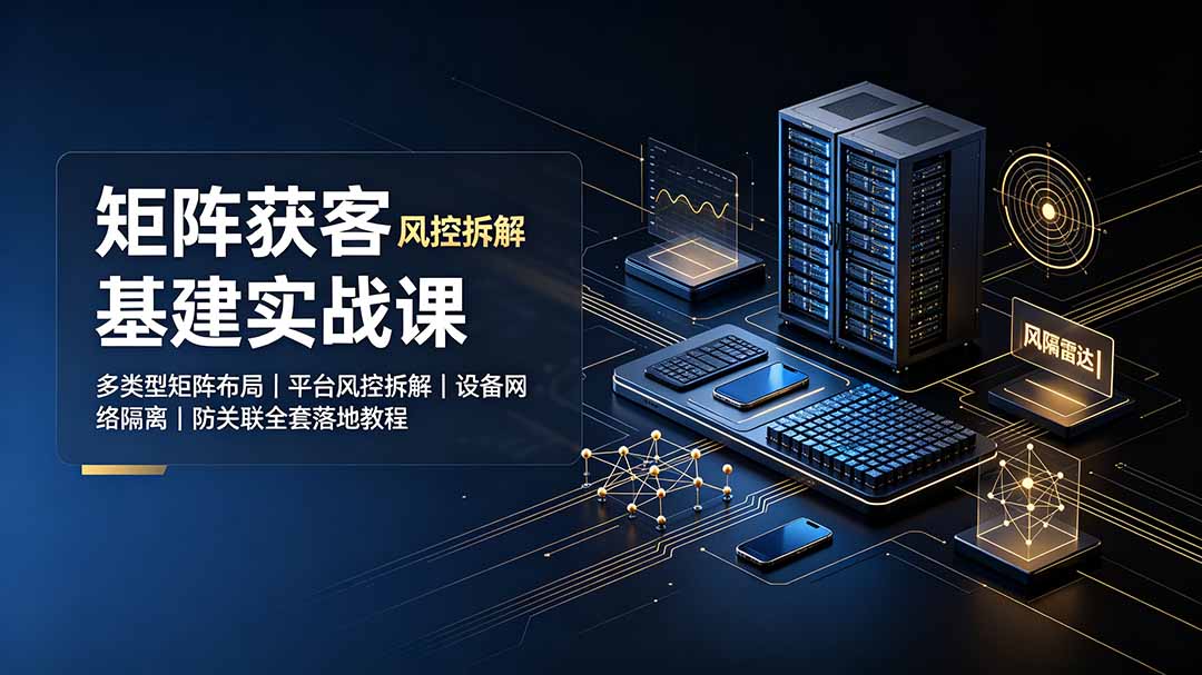 矩阵获客基建实战课:多类型矩阵布局|平台风控拆解|设备网络隔离|防关联全套落地教程-伏羲SAAS