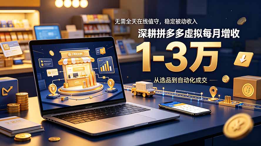 无需全天在线值守,稳定被动收入,深耕拼多多虚拟每月增收 1-3 万-伏羲SAAS