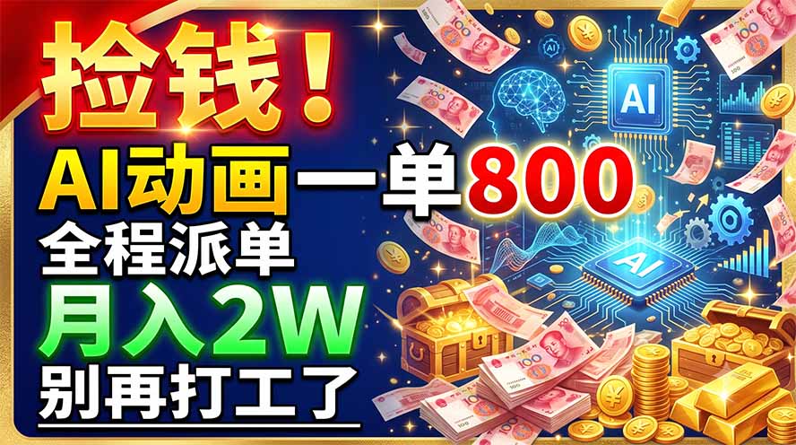 捡钱!AI动画一单800,全程派单,月入2W,别再打工了-伏羲SAAS