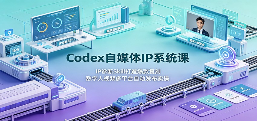 Codex自媒体IP系统课:IP诊断Skill打造爆款复刻,数字人视频多平台自动发布实操-伏羲SAAS