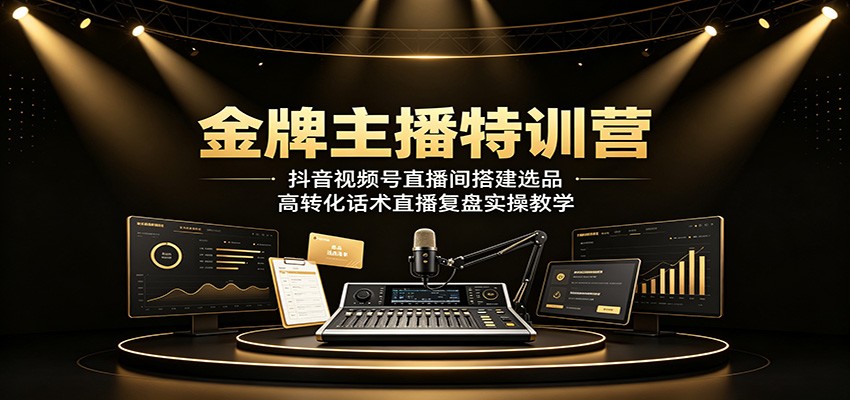 金牌主播特训营:抖音视频号直播间搭建选品,高转化话术直播复盘实操教学-伏羲SAAS