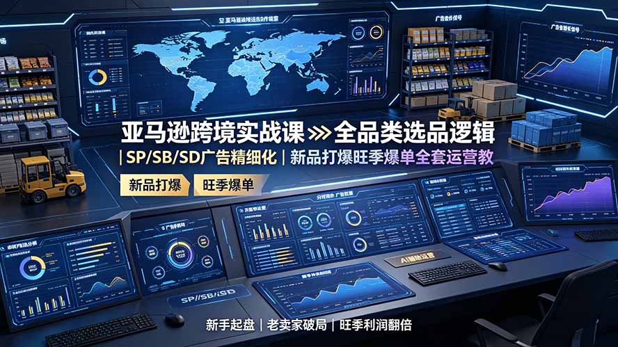 亚马逊跨境实战课:全品类选品逻辑|SP/SB/SD广告精细化|新品打爆旺季爆单全套运营教程-伏羲SAAS
