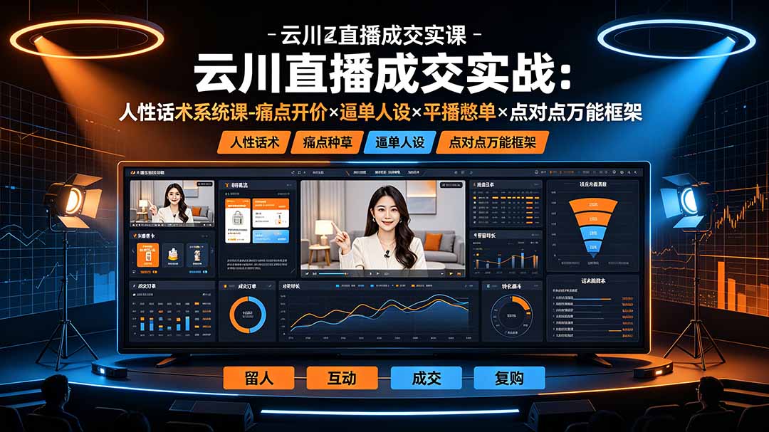 云川直播成交实战:人性话术系统课-痛点种草×塑品开价×逼单人设×平播憋单×点对点万能框架-伏羲SAAS
