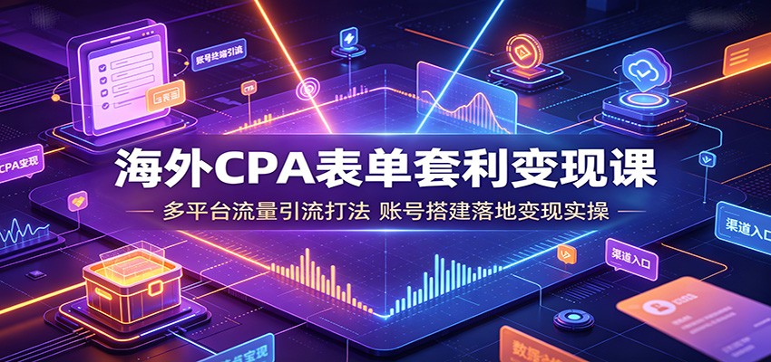 海外CPA表单套利变现课:多平台流量引流打法,账号搭建落地变现实操-伏羲SAAS