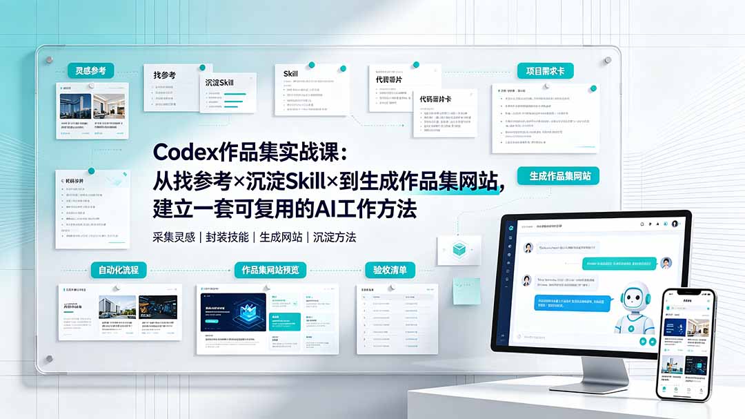 Codex作品集实战课：从找参考×沉淀Skill×到生成作品集网站，建立一套可复用的AI工作方法-伏羲SAAS