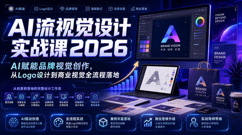 AI流视觉设计实战课2026:AI赋能品牌视觉创作,从Logo设计到商业视觉全流程落地-伏羲SAAS