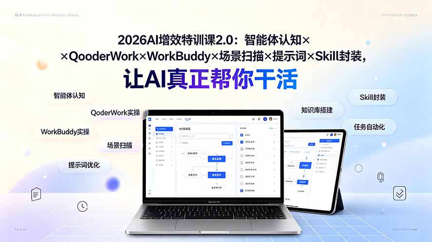 2026AI增效特训课2.0：智能体认知×QoderWork×WorkBuddy×场景扫描×提示词×Skill封装，让AI真正帮你干活-伏羲SAAS