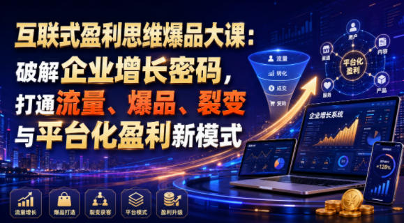 互联式盈利思维爆品大课:破解企业增长密码,打通流量、爆品、裂变与平台化盈利新模式-伏羲SAAS