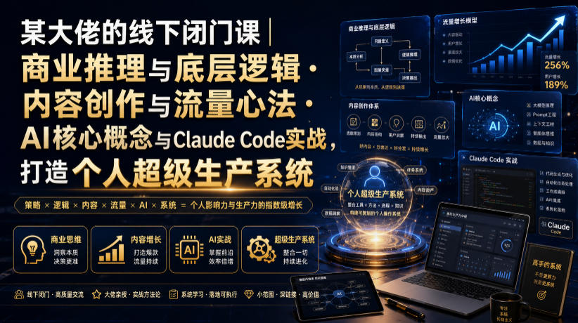 某大佬的线下闭门课|商业推理与底层逻辑・内容创作与流量心法・AI核心概念与Claude Code实战,打造个人超级生产系统【录音+图片】-伏羲SAAS