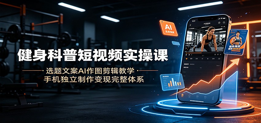 健身科普短视频实操课:选题文案AI作图剪辑教学,手机独立制作变现完整体系-伏羲SAAS
