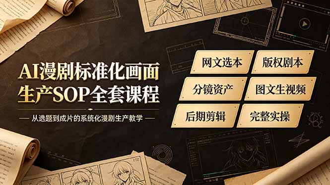 AI漫剧标准化画面生产SOP全套课程-更新,网文选本版权剧本分镜资产全覆盖,图文生视频后期剪辑完整实操教学-伏羲SAAS