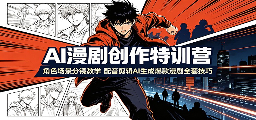 AI漫剧创作特训营：角色场景分镜教学，配音剪辑AI生成爆款漫剧全套技巧-伏羲SAAS