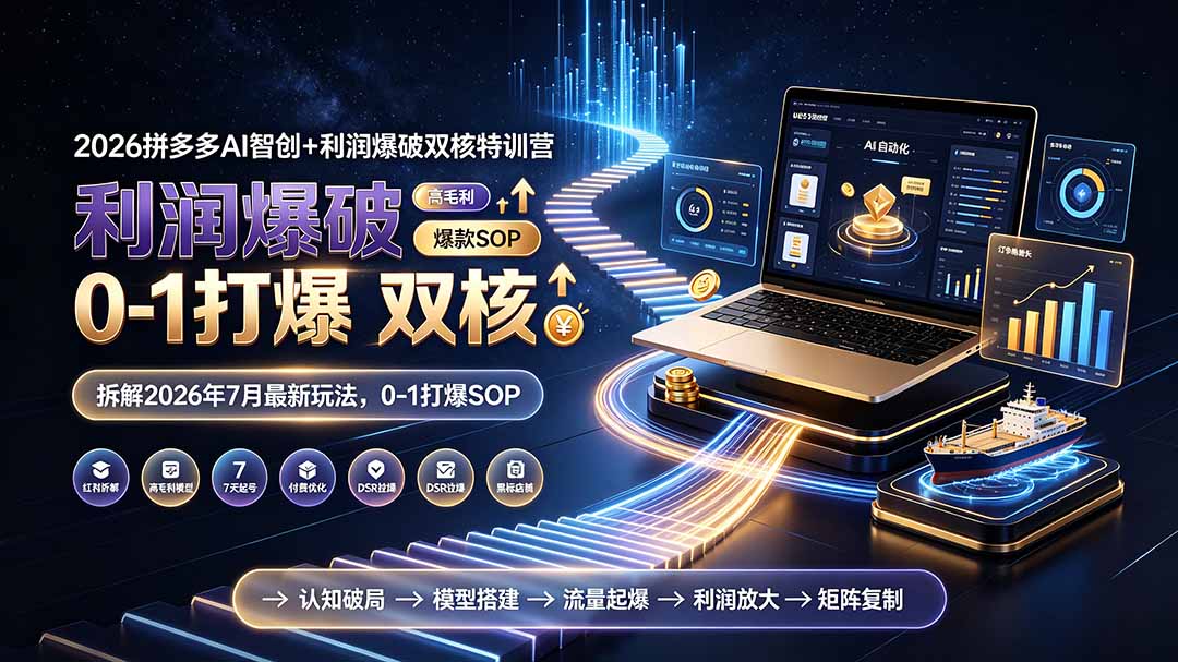 2026拼多多AI智创+利润爆破双核特训营-更新：拆解2026年7月最新玩法，0-1打爆SOP-伏羲SAAS