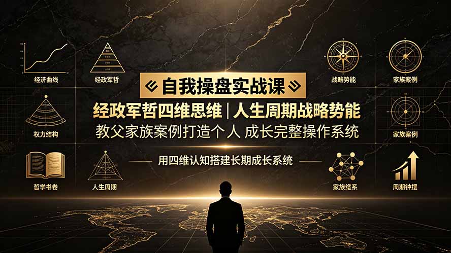 自我操盘实战课:经政军哲四维思维|人生周期战略势能|教父家族案例打造个人成长完整操作系统-伏羲SAAS