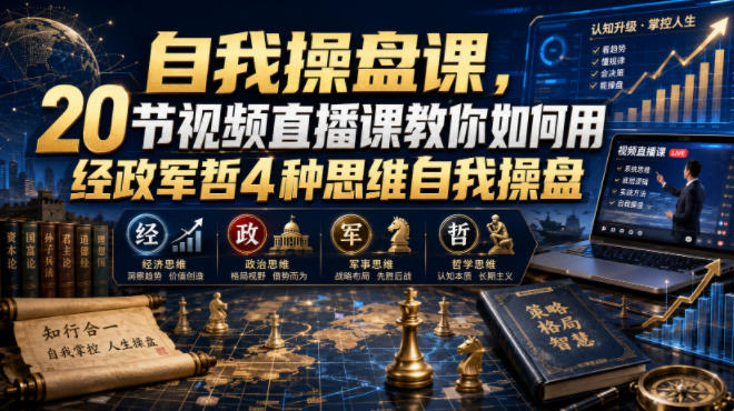 自我操盘课,20节视频直播课教你如何用经政军哲4种思维自我操盘-伏羲SAAS
