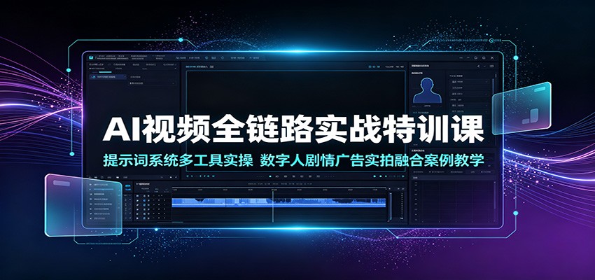 AI视频全链路实战特训课:提示词系统多工具实操,数字人剧情广告实拍融合案例教学-伏羲SAAS