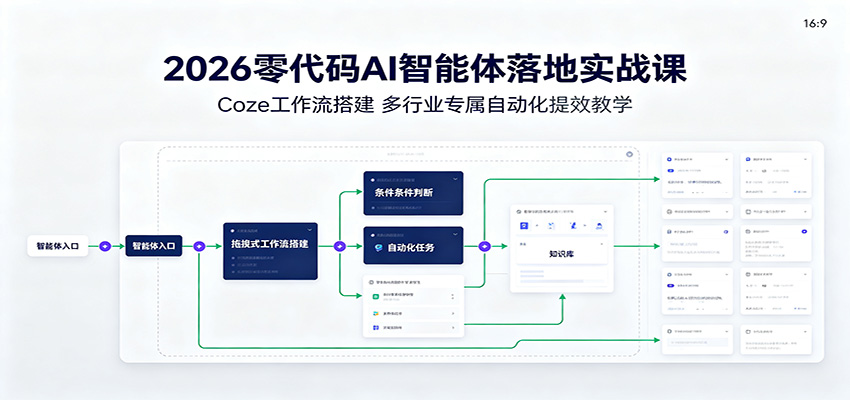 2026零代码AI智能体落地实战课:Coze工作流搭建,多行业专属自动化提效教学-伏羲SAAS