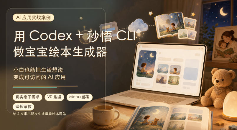 AI应用实战案例，用Codex+秒悟CLl做宝宝绘本生成器，小白也能把生活想法变成可访问的AI应用-伏羲SAAS