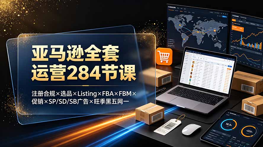 亚马逊全套运营284节课:注册合规×选品×Listing×FBA×FBM×促销×SP/SD/SB广告×旺季黑五网一-伏羲SAAS