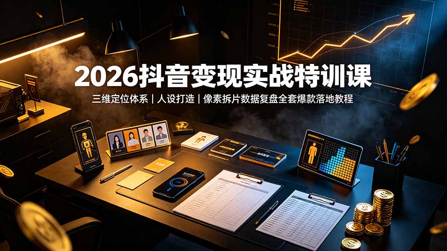 2026抖音变现实战特训课:三维定位体系|人设打造|像素拆片数据复盘全套爆款落地教程-伏羲SAAS