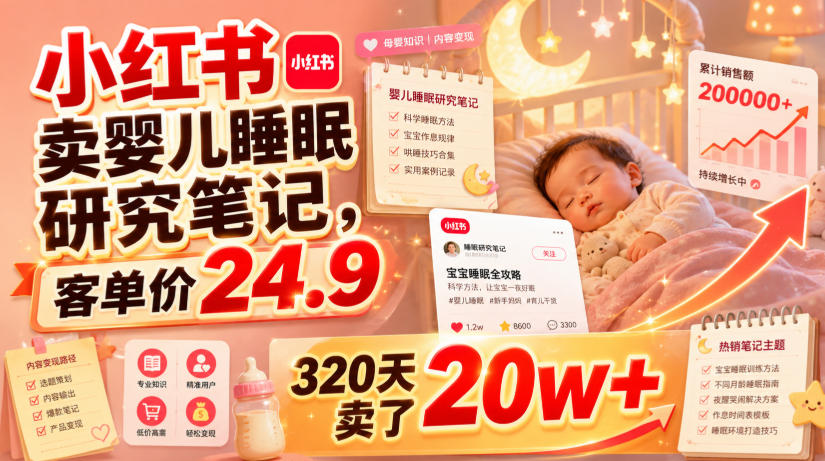 小红书卖婴儿睡眠研究笔记,客单价24.9,320天卖了20w+-伏羲SAAS