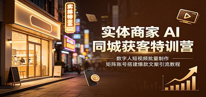 实体商家AI同城获客特训营:数字人短视频批量制作,矩阵账号搭建爆款文案引流教程-伏羲SAAS