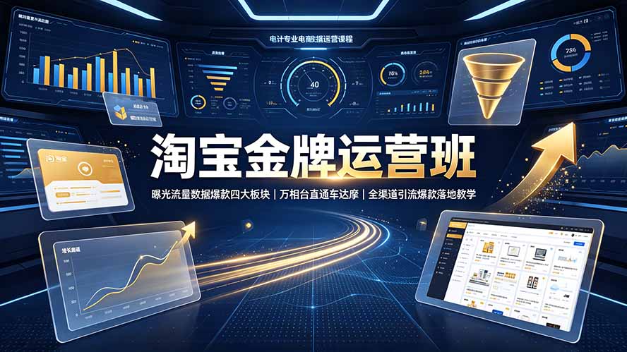 淘宝金牌运营班-7月:曝光流量数据爆款四大板块|万相台直通车达摩|全渠道引流爆款落地教学-伏羲SAAS