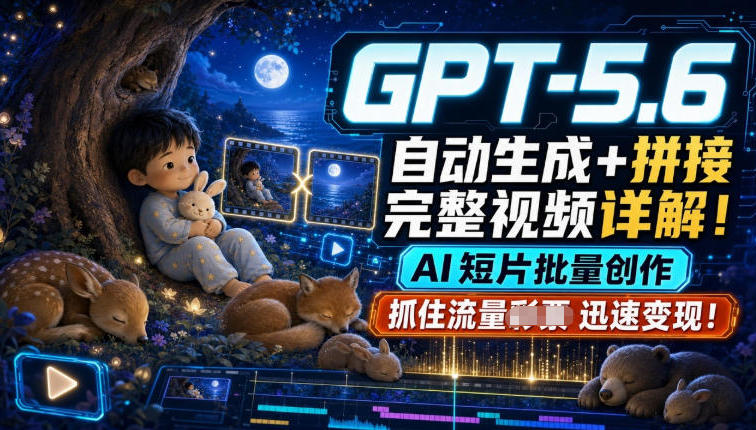 GPT-5.6自动生成+拼接完整视频详解,AI短片批量创作,抓住流量迅速变现!-伏羲SAAS