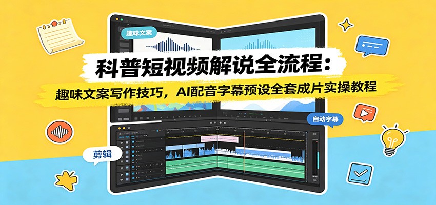 科普短视频解说全流程:趣味文案写作技巧,AI配音字幕预设全套成片实操教程-伏羲SAAS