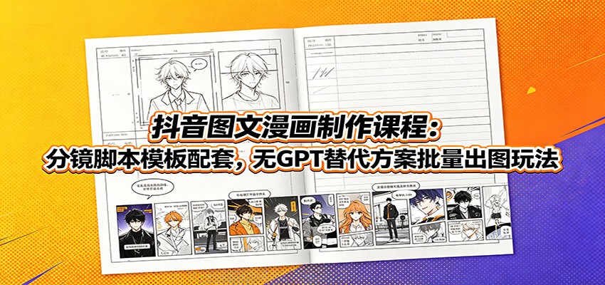 抖音图文漫画制作课程:分镜脚本模板配套,无GPT替代方案批量出图玩法-伏羲SAAS