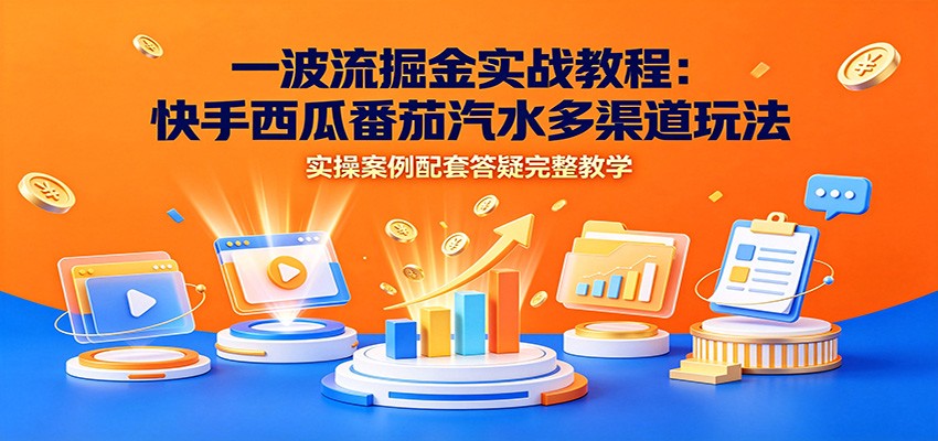一波流掘金实战教程:快手西瓜番茄汽水多渠道玩法,实操案例配套答疑完整教学-伏羲SAAS