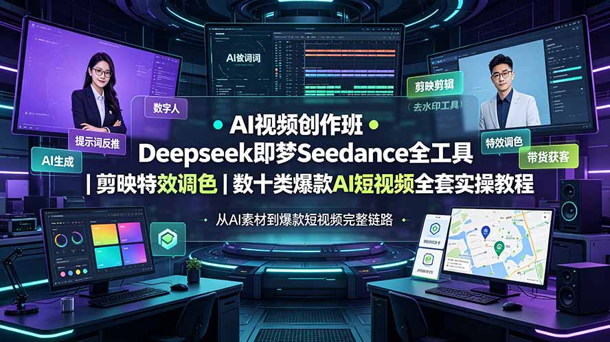AI视频创作班◆Deepseek即梦Seedance全工具|剪映特效调色|数十类爆款AI短视频全套实操教程-伏羲SAAS