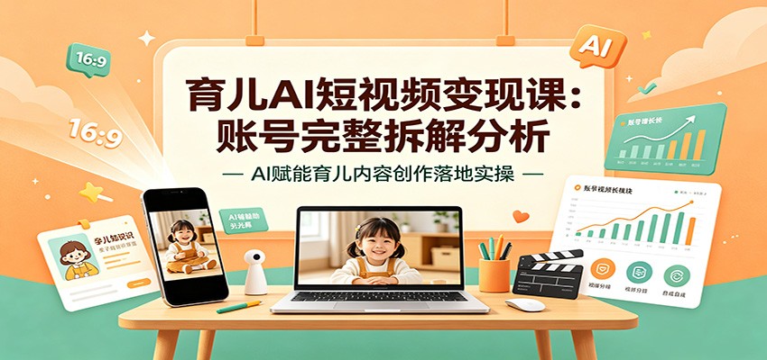 育儿AI短视频变现课:账号完整拆解分析,AI赋能育儿内容创作落地实操-伏羲SAAS