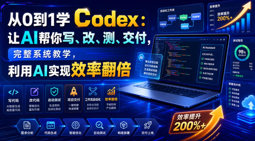 从0到1学Codex:让AI帮你写、改、测、交付,完整系统教学,利用AI实现效率翻倍-伏羲SAAS
