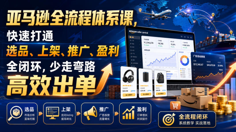 亚马逊全流程体系课,快速打通选品、上架、推广、盈利全闭环,少走弯路高效出单-伏羲SAAS