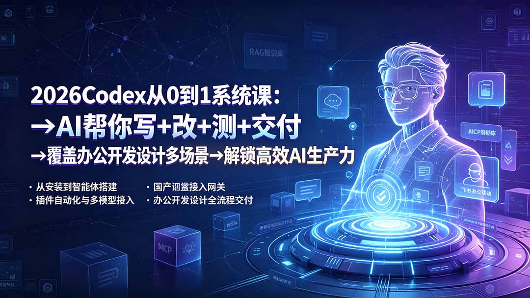 2026Codex从0到1系统课：→AI帮你写+改+测+交付→覆盖办公开发设计多场景→解锁高效AI生产力-伏羲SAAS