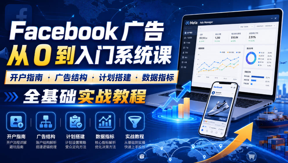 Facebook广告新手从0到入门系统课|开户指南・广告结构・计划搭建・数据指标全基础实战教程-伏羲SAAS