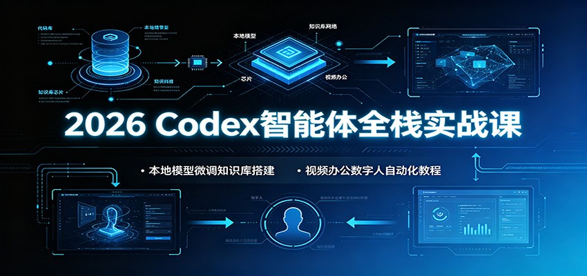 2026 Codex智能体全栈实战课：本地模型微调知识库搭建，视频办公数字人自动化教程-伏羲SAAS
