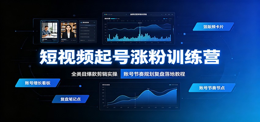 短视频起号涨粉训练营:全类目爆款剪辑实操,账号节奏规划复盘落地教程-伏羲SAAS