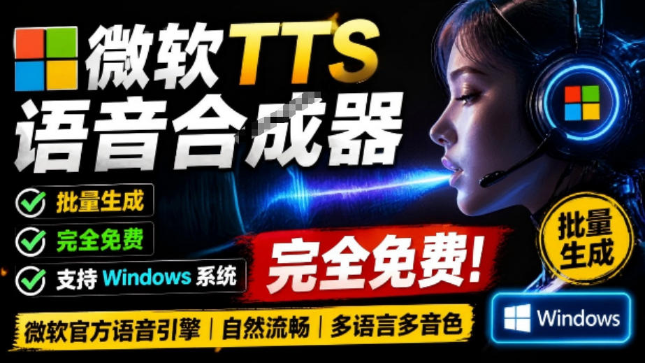 微软TTS免费语音配音生成器，完全免费，支持多语音、多音色选择，Windows系统专用TTS语音合成器-伏羲SAAS
