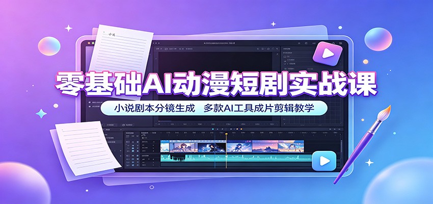 零基础AI动漫短剧实战课：小说剧本分镜生成，多款AI工具成片剪辑教学-伏羲SAAS